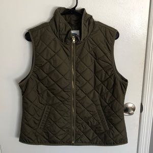 Army green quilted vest